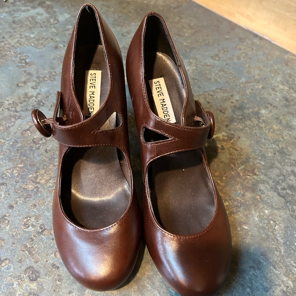 Steve Madden Brown Heeled Mary Janes